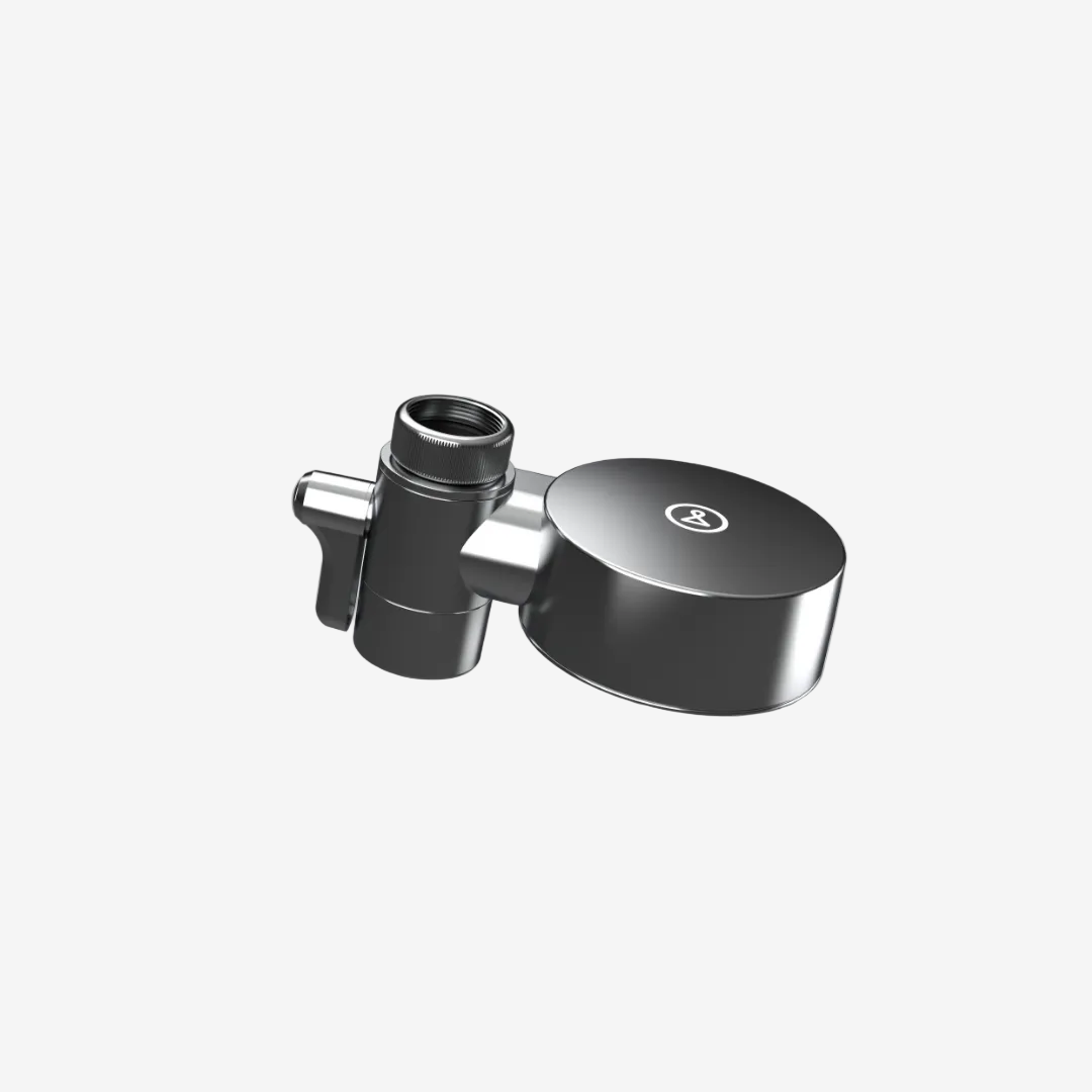 EcoPro Compact tap filter and diverter valve, chrome, shown against a plain background